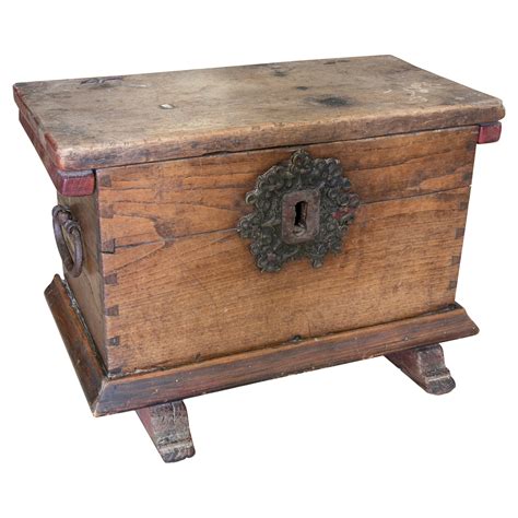 Spanish Wooden Chest with Original Iron Fittings For Sale at 1stDibs