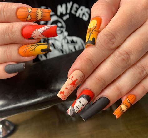 Red And Black Halloween Nail Art