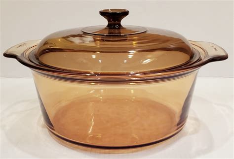 Corning Ware Visions Amber Glass 5L-5 QT Stock Pot Dutch Oven & Lid ...