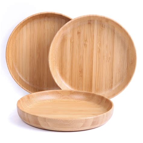 cluzelar Bamboo Plates 7.5Inch Round Bamboo Plates Reusable Dinner ...