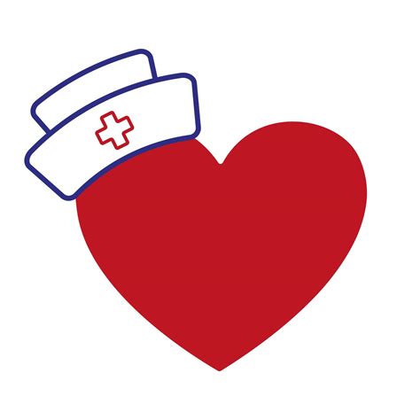 Red heart with nurse hat icon. Medical care and appreciation symbol for National Nurses Week ...