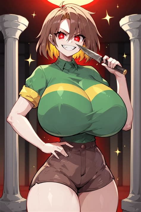 Chara from Undertale, Female, Human, Red Pupils, Brown Hair, Medium ...