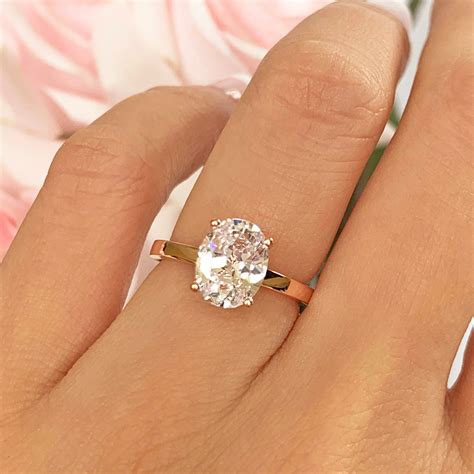 2 Ct Oval 4 Prong Stacking Solitaire Engagement Ring Oval Man - Etsy UK