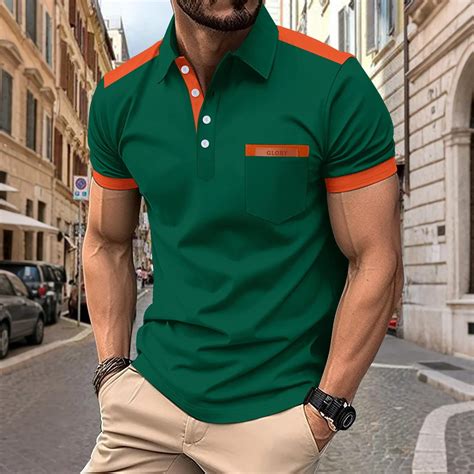 Homeyce Men's Polo Shirts with Pocket Short Sleeve Shirts Button Slim ...