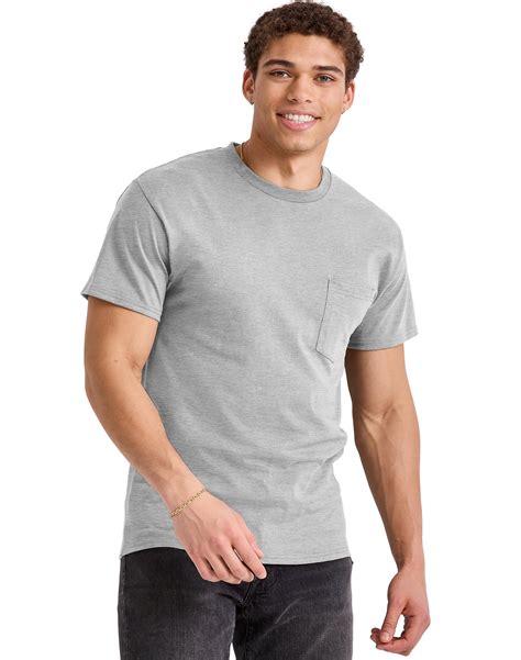 Hanes Essentials Men's Short Sleeve Pocket T-Shirt, 100% Cotton ...