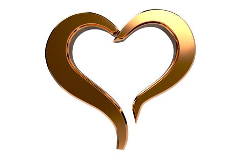 Realistic Golden heart. Isolated Transparent PNG. Valentines day ...