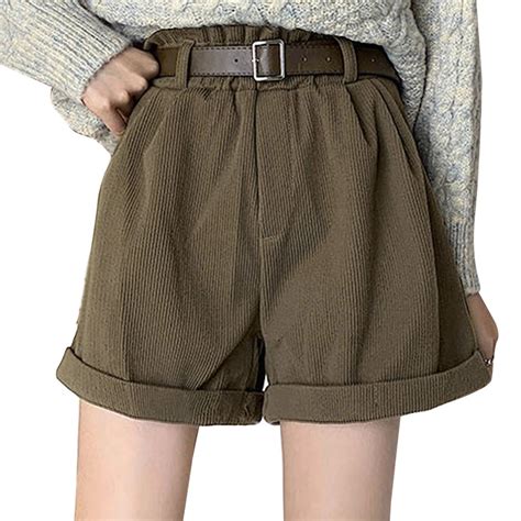 adviicd Corduroy Shorts Womens High Waist Loose Casual Shorts Pocket ...