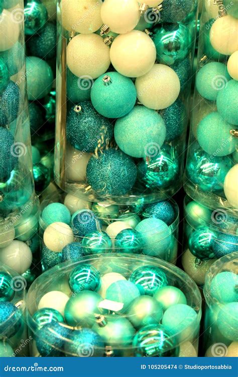 Teal Christmas ornaments stock photo. Image of retail - 105205474