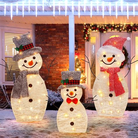 Snapklik.com : Light Up Snowman Family, Pre-Lit 60 Lights Christmas ...