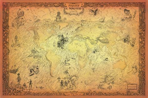 PIRATES & SEA BEASTS WORLD MAP – King of Maps