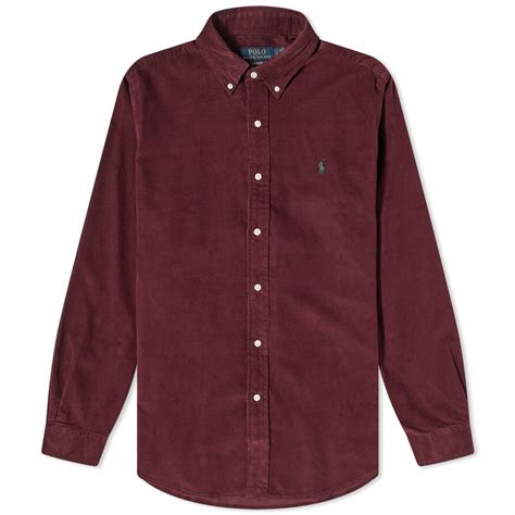 Polo Ralph Lauren Men's Corduroy Button Down Shirt in Harvard Wine Polo ...