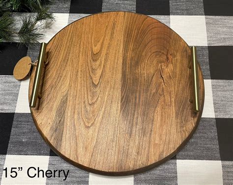 Round Wood Charcuterie Board With Handles: Cherry, Maple, Oak, Pine ...