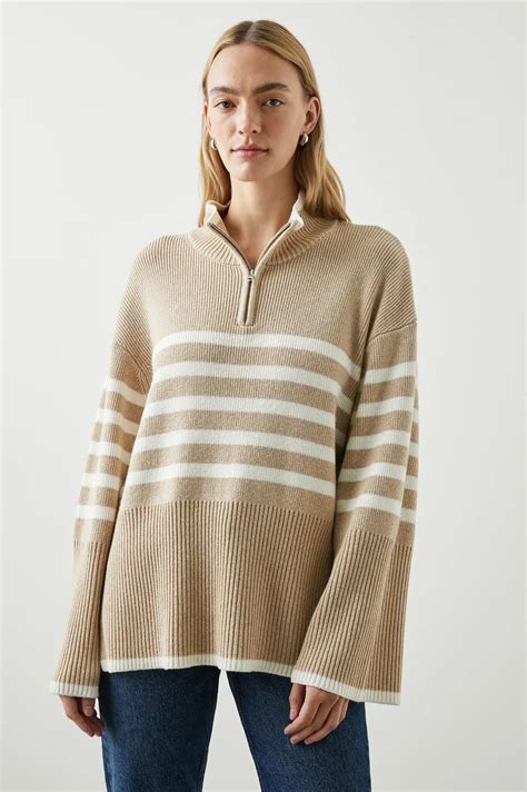 Rails - Tessa Sweater in Sand Stripe | Quarter zip pullover, Sweaters ...