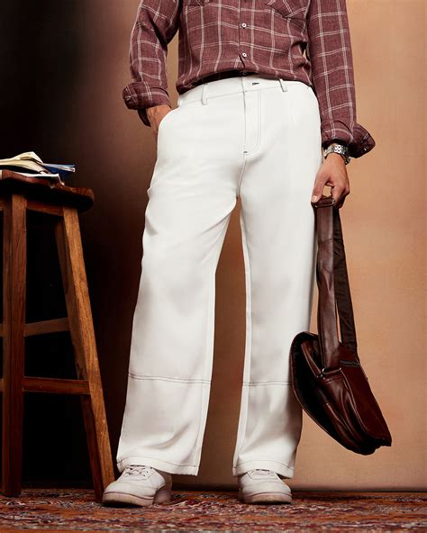 Buy Men's Cream White Straight Fit Pants Online in India at Bewakoof