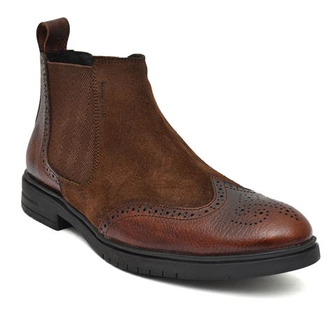 VOGUISH Brown Brogue Boots | Genuine Leather Boots For Men – Voguish