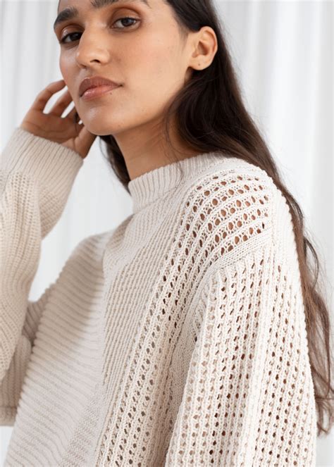 Mixed Texture Cotton Sweater - Cream - Sweaters - & Other Stories ...