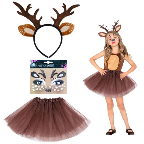 UILYNIU 3 Pezzi Costumi da Natale da Renna per Bambine, Costume Animale ...