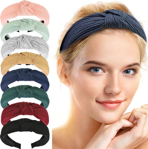 Amazon.com : Maxdot 8 Pieces Headbands for Women, Knotted Wide Turban ...