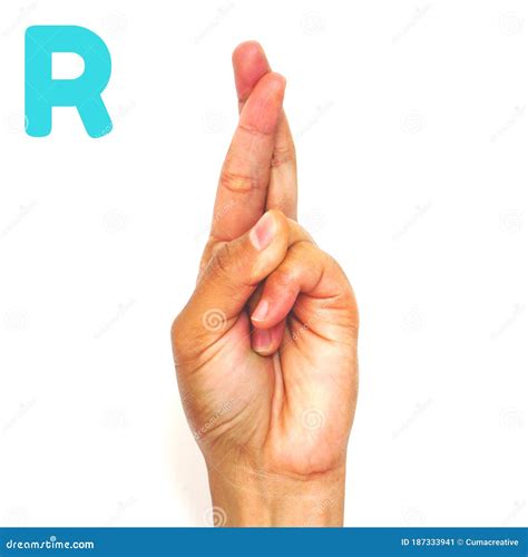 Alphabet Letter R in Sign Language for the Deaf . ASL. Hand Gesture ...