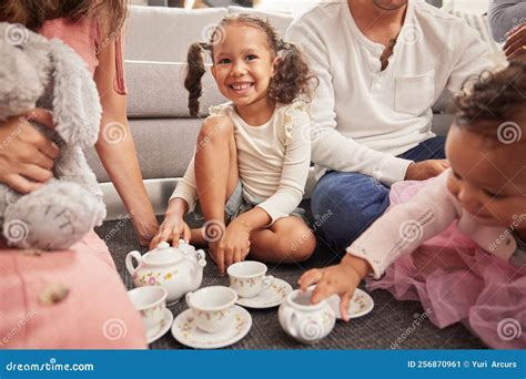Happy, Kids and Children at Play Date Have Tea Party, Fun and Playing ...