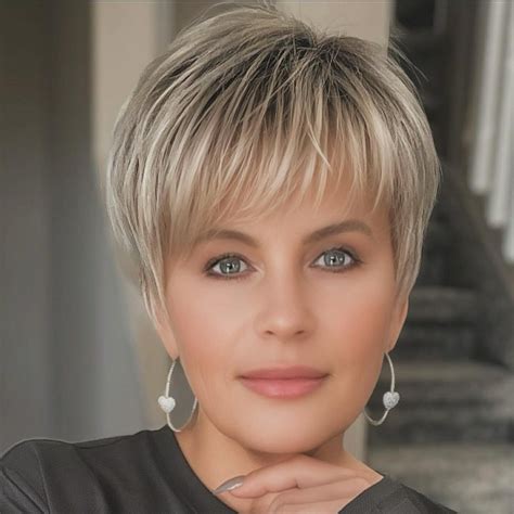 30 pixie haircuts for older women with fringe layered honey blonde ...