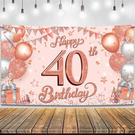 Amazon.com: KatchOn, Happy 40th Birthday Banner - 72 X 44 Inch | Rose ...