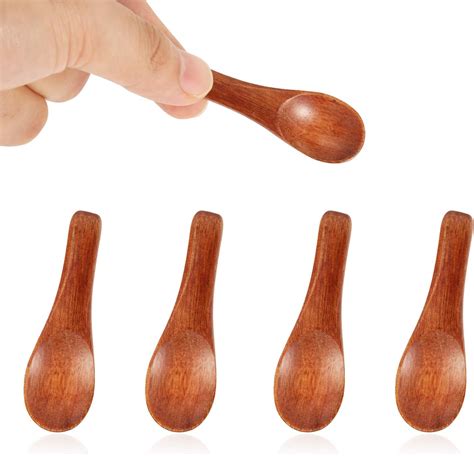 4 Pcs Handmade Tiny Wooden Spoons, 2.36in Small Miniature Spoons for ...