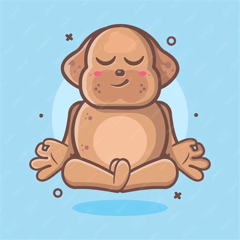 Premium Vector | Calm dog animal character mascot with yoga meditation ...