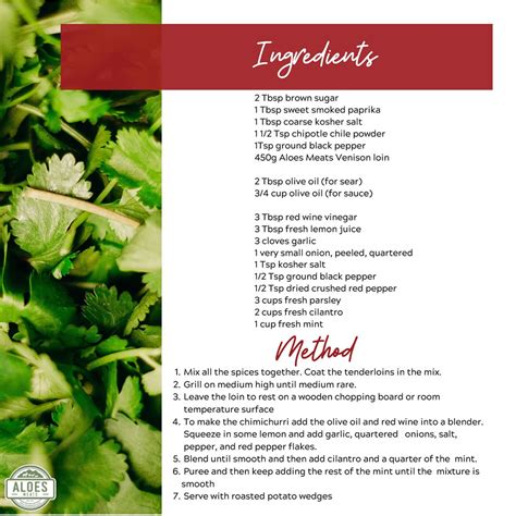 Venison Loin with Smoky Chipotle Rub and Chimichurri – Aloes Meats