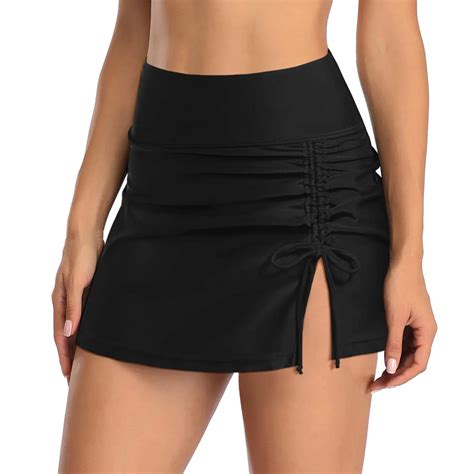 Women's Skirted Swim Bottom with Built In Briefs High Waisted Split ...
