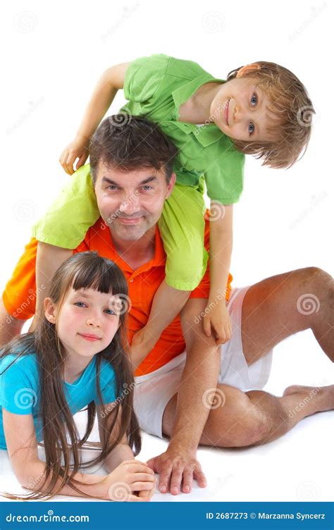 Uncle with Niece and Nephew Stock Image - Image of caucasian, posing ...