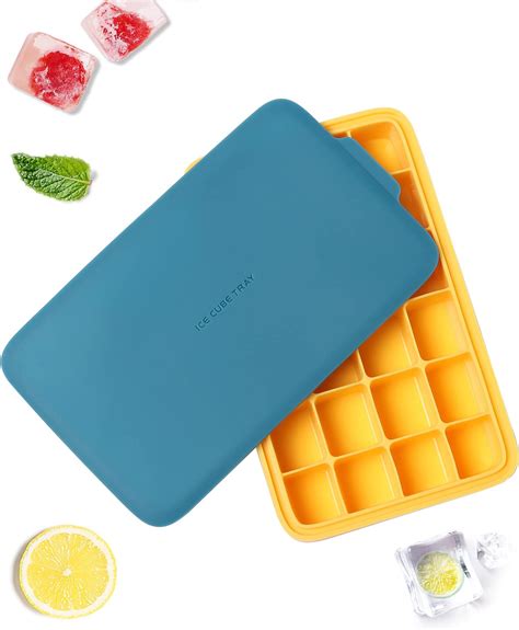 Amazon.com: MiiMoo Ice Cube Tray, 21-Grid Silicone Ice Tray with Lid ...
