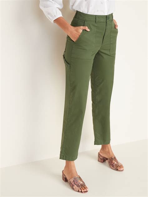 High-Waisted Slim Wide-Leg Cropped Utility Chinos For Women | Old Navy ...