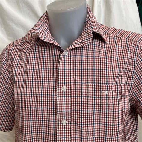 R.M. Williams Mens Size M Business Shirt Checked / Red / White (s)