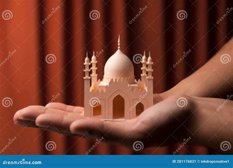 A Person Holding a Traditional Islamic Religious Mosque Building Made ...
