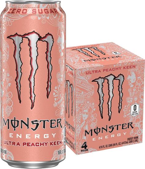 Monster Energy Ultra Peachy Keen, Sugar Free Energy Drink, 16 Ounce ...