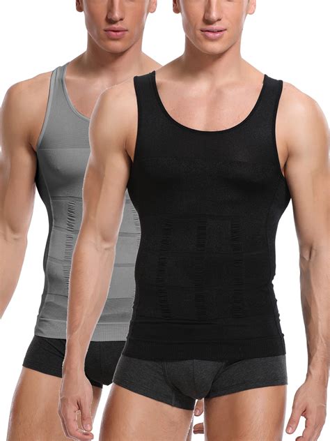 Mens Compression Undershirts Ultra Slimming Body Shaper Belly Control ...