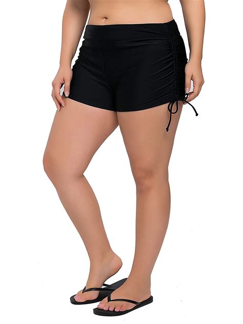 Women's Plus Size Swim Shorts High Waisted Swimsuits Bottoms Boyleg ...