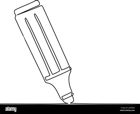 Continuous one line drawing of felt tip pen. Marker, vector ...