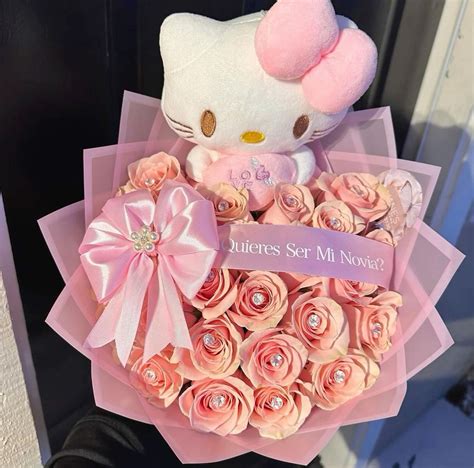 pink hello kitty roses flower bouquet ramo buchón novia valentines day ...