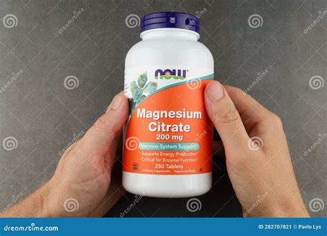LVIV, UKRAINE - June 29, 2023: NOW Foods. Magnesium Citrate in Tablets ...