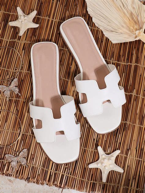SHEIN USA in 2024 | White slides sandals, Womens sandals, Womens white ...