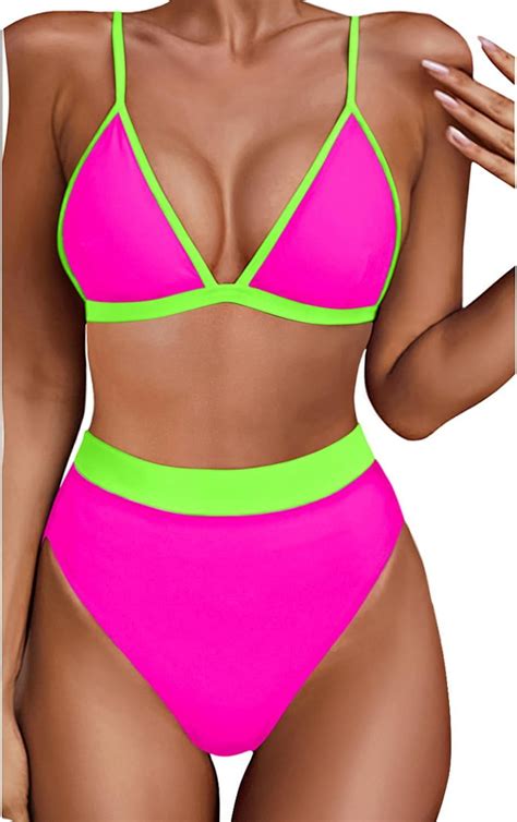 Triangle High Waisted Bikini Set for Women Two Piece Bathing Suits ...