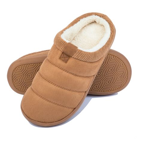 Mens Slippers Memory Foam Comfort Fuzzy Plush Lining Slip On House ...