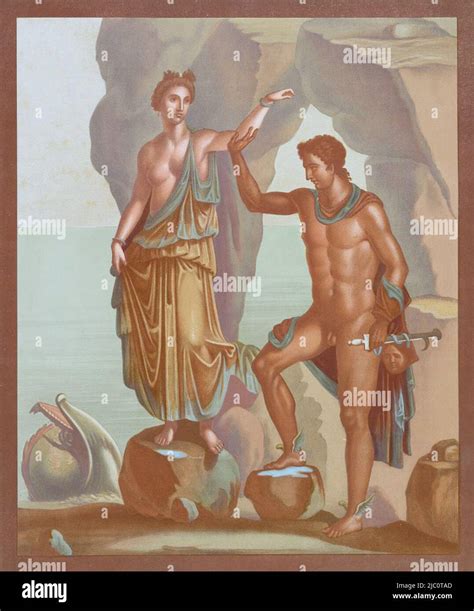 Perseus und Andromeda, Wandmalerei, Fresko aus dem historischen Pompeji ...