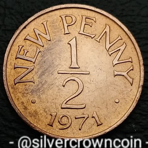 Guernsey Bailiwick 1/2 New Penny 1971. KM#20. Half Cent Coin. 1 year ...