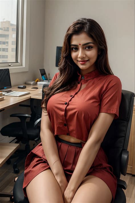 Anusha hot photoshoot in red dress sitting on chair - SeaArt AI