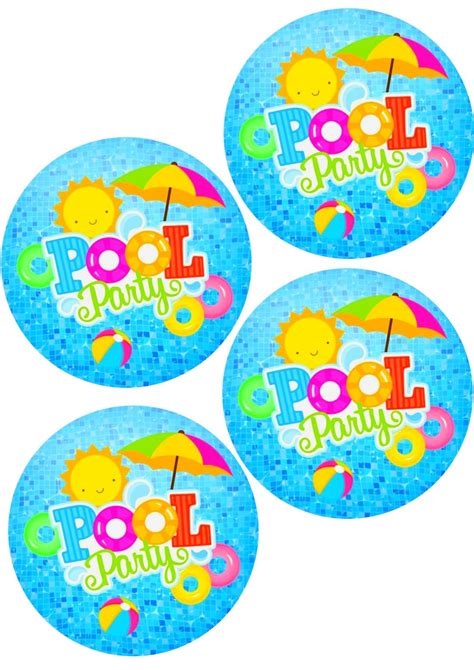 Adesivos Grandes 12cm POOL PARTY em 2025 | Decorações da festa na ...