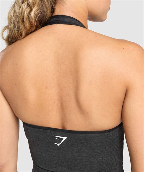 Gymshark Vital Halter Neck Tank With Shelf - Black Marl | Gymshark