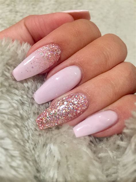 Light Pink Coffin Acrylic Nails - Tips Color Short Acrylic Nails